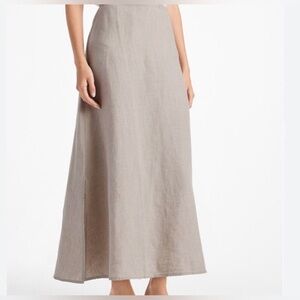 Eileen Fisher 100% Linen A-line Beige Maxi Skirt Size S